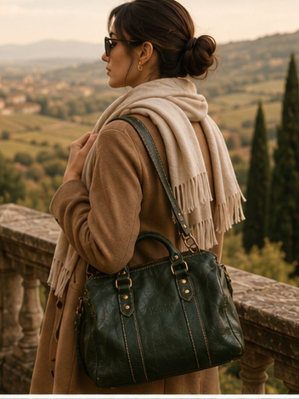 Italian Leather Satchel I Medici Firenze Forest Green Heritage Quiet Luxury Bag